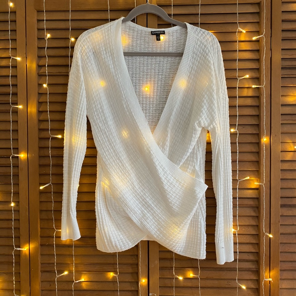 Crossfront White Express Sweater
